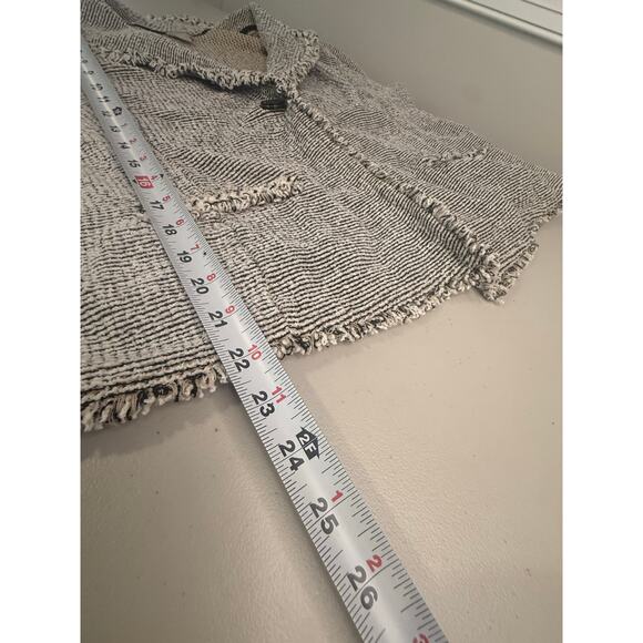 Chico's Women's Size 2 (L/12) Tweed Knit Button up Jacket with Fringe - Picture 7 of 8
